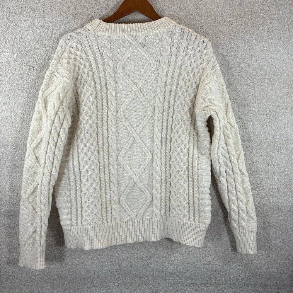 Aelfric Eden Sweater‎ Womens Med Off White Ivory Cable Knit Textured Pullover - Picture 6 of 6